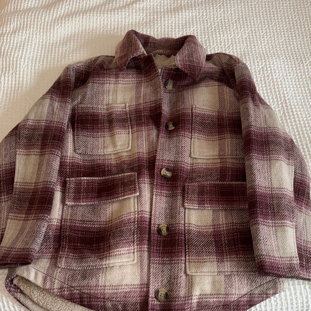 American Eagle Outfitters  Plaid Jacket in Purple and Cream